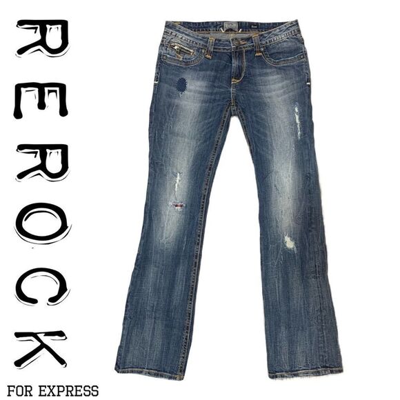 rerock for express distressed boot cut jeans - Picture 1 of 14